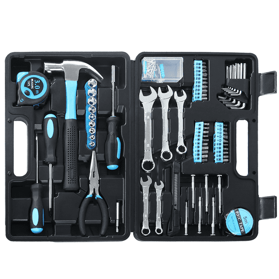 Tool Set, HSIAOLIN General Household Hand Kit with Toolbox Storage Case, Perfect for Homeowner, Office & Workshop Repairs, Blue