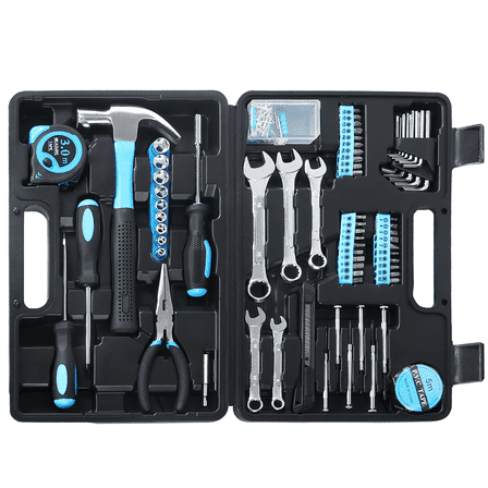 Tool Set,  HSIAOLIN General Household Hand Kit with Toolbox Storage Case, Perfect for Homeowner, Office & Workshop Repairs, Blue