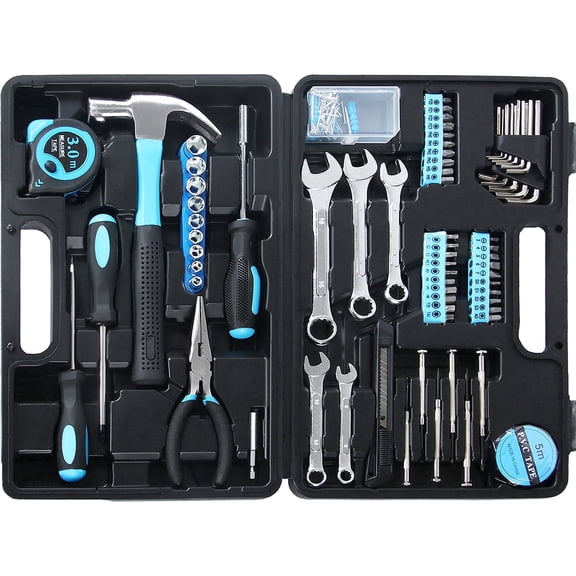 148 Piece General Household Hand Kit, All Purpose Tool Set with Portable Tool Box, Perfect for Men, Women, Home, Office & Workshop Repairs, Blue