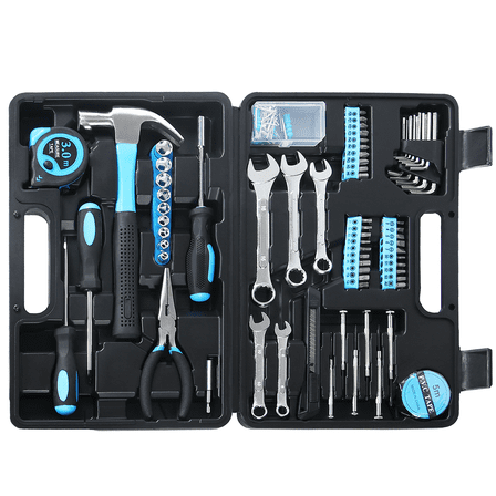 Tool Set,  HSIAOLIN General Household Hand Kit with Toolbox Storage Case, Perfect for Homeowner, Office & Workshop Repairs, Blue