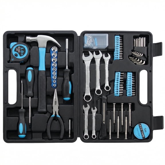 Tool Set,  HSIAOLIN General Household Hand Kit with Toolbox Storage Case, Perfect for Homeowner, Office & Workshop Repairs, Blue