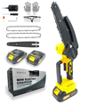 thumbnail image 1 of Mini Chainsaw, HSIAOLIN 6 inch Cordless Portable Electric Chain Saw, One-Hand Handheld, Lightweight, 2 Batteries& 2 Chains, Adjustable chain, Safety Lock, Yellow, 1 of 7