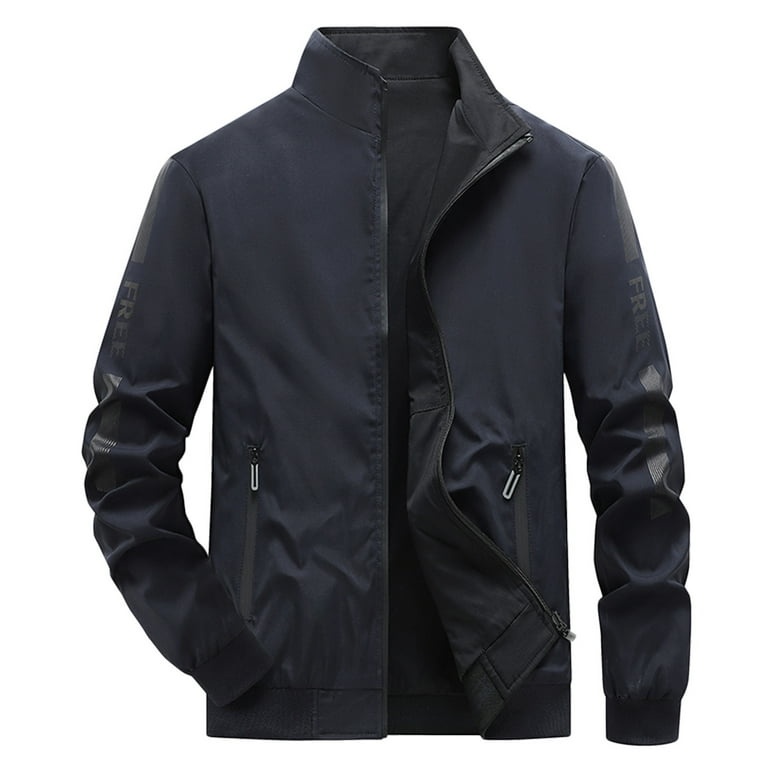 HSMQHJWE Army Jackets For Men Mens Tall Coats Male Casual Slim Two Sided Jacket Stand Collar Long Sleeve Zipper Fly Pocket Jacket Coat Mens Casual Dress Jackets Walmart