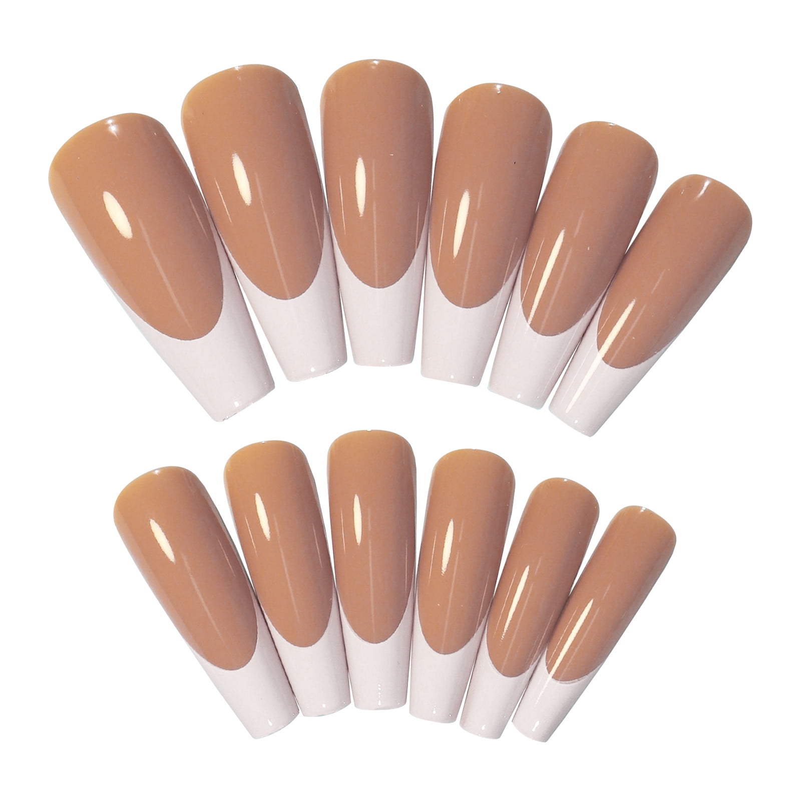 Amazon.com: Florry Coffin Fake Nails Extra Long Press on Nails Ballerina  Glossy Thick Acrylic Nails for Women and Girls 24Pcs (Brown) : Beauty &  Personal Care