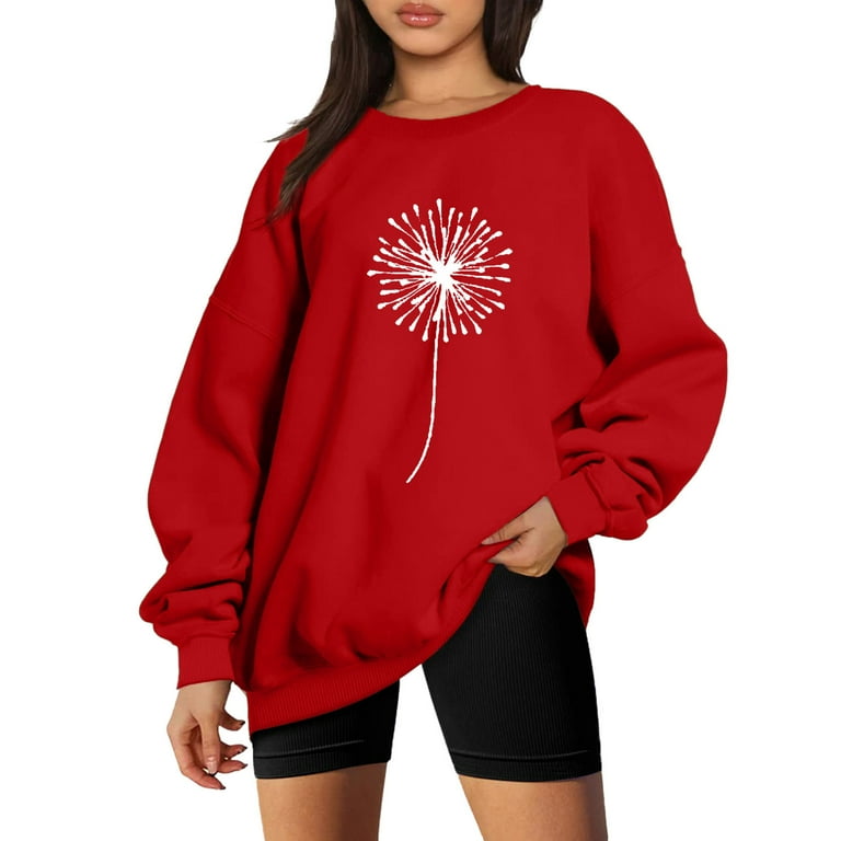 HSMQHJWE Basic Hoodies Juniors Sweatshirts Trendy Womens Autumn And Winter Loose Top Solid Color Shoulder Sleeve Hoodless Pullover Sweatshirt Sweater