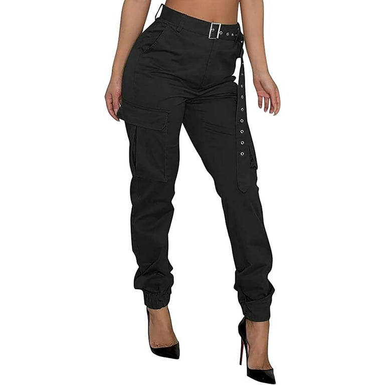 Women Plus Size Relaxed Fit High-Waist Cargo Skinny Casual Skinny Pants  Joggers