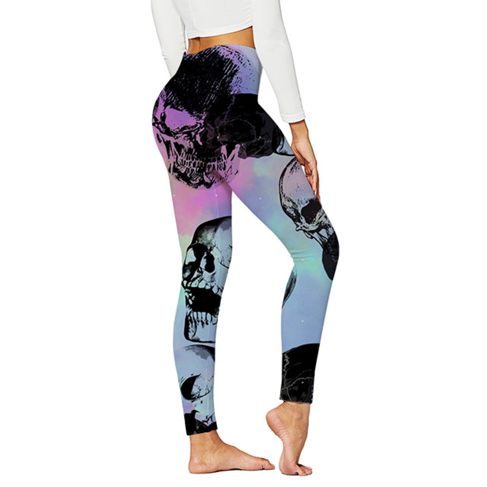 Fashion Women Plaid Printed Yoga Pants Sport High Waisted Leggings Workout  Pants 