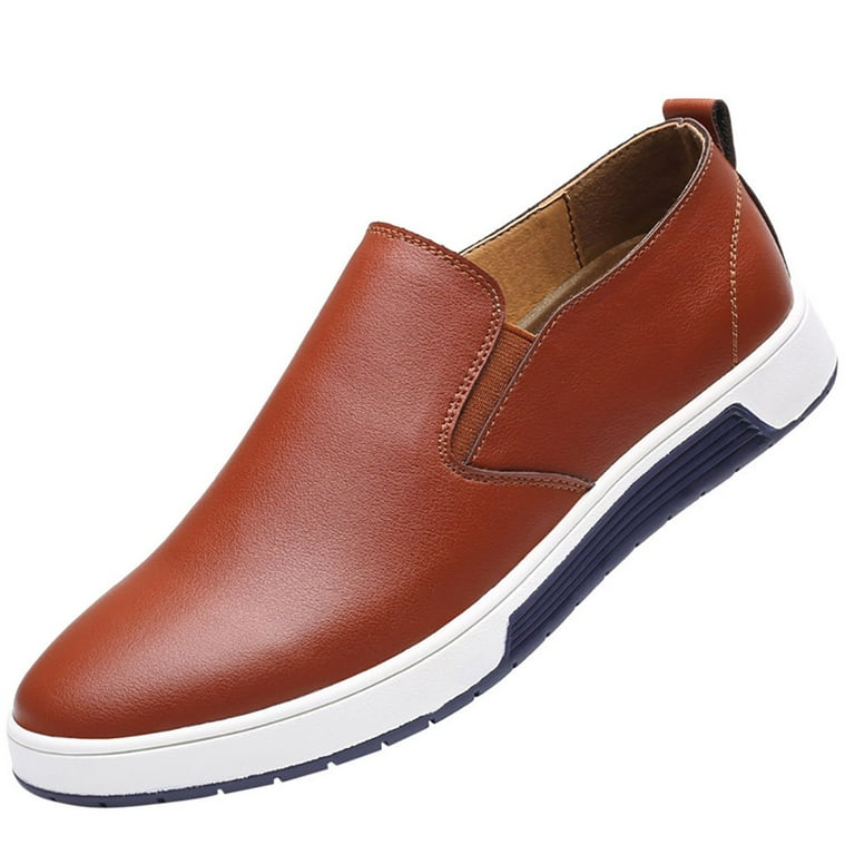 HSMQHJWE Black Work Shoe Real Leather Dress Shoes For Men Men S Leather Breathable Slip On Style Business Seasons Color Wear Four Shoes Leisure Formal