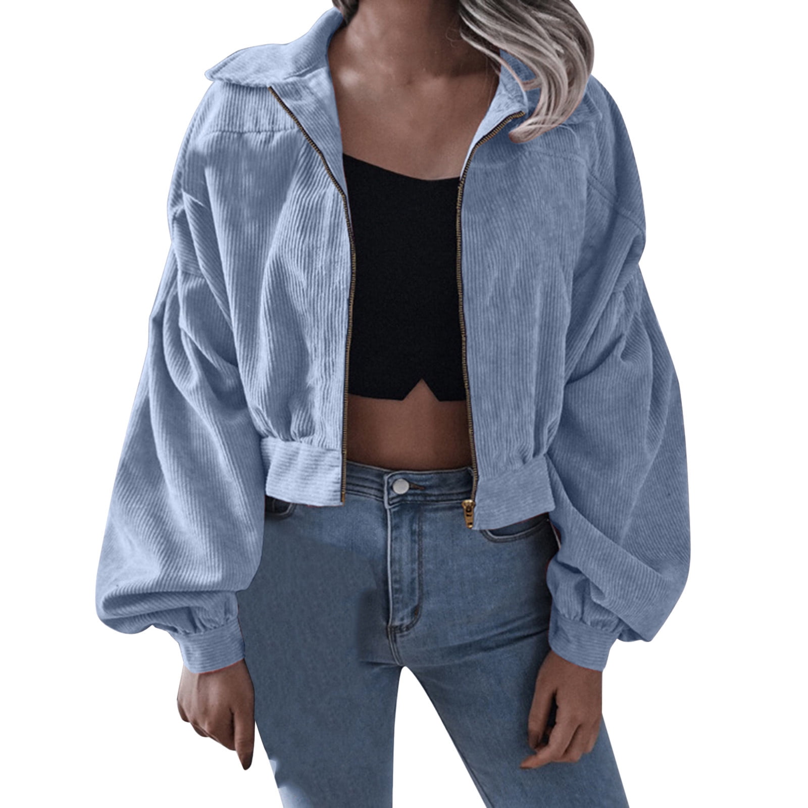 Blue Denim Jacket with Black Long Sleeve T-Shirt Casual Outfits