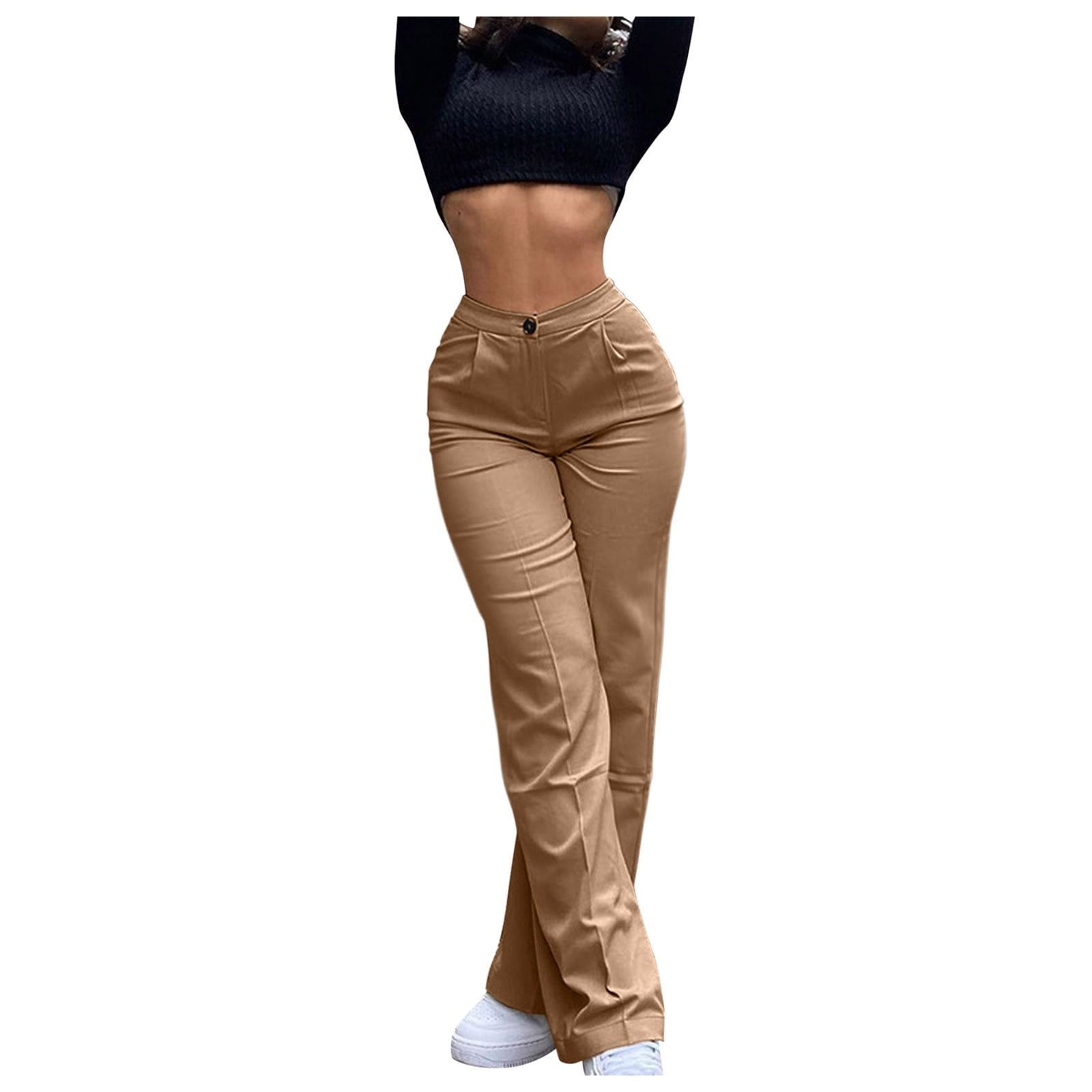 Oplxuo Women's High Waist Dress Pants, Solid Color Stretch Work Pants for  Women, Dress Slacks for Women Work Business Casual at  Women's  Clothing store