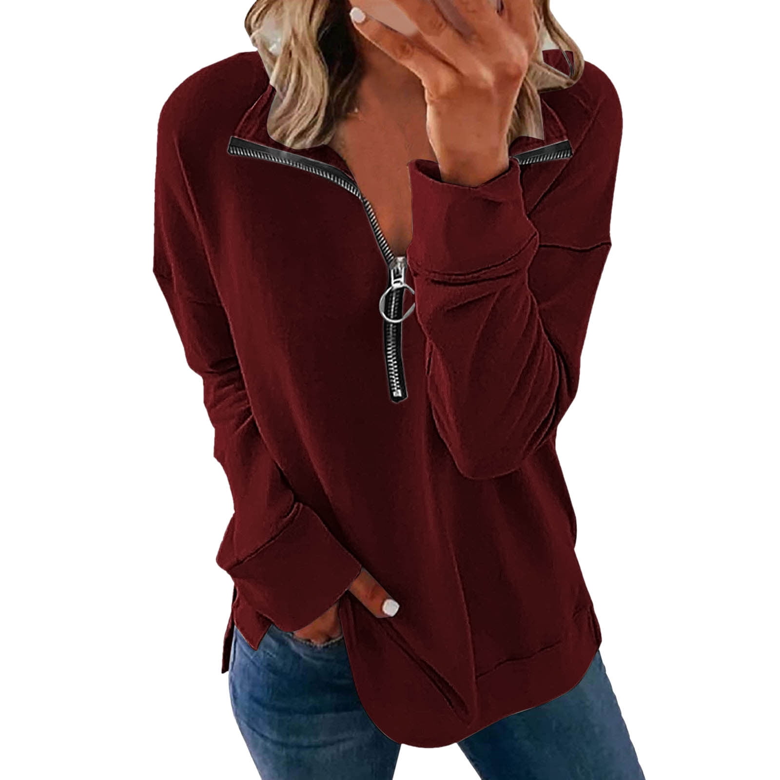 Women'S Fleece Hoodie Mid-Length Drawstring Sweatshirts Casual Solid Crew  Neck Sweatshirt Loose Trendy Pullover, 1-1, Small : : Sports &  Outdoors