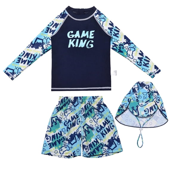 HSMQHJWE Boys Long Sleeve Swimsuit Teenager Bathing Suit Rash Guard 4 Piece Set Swimwear Size 2-16Y