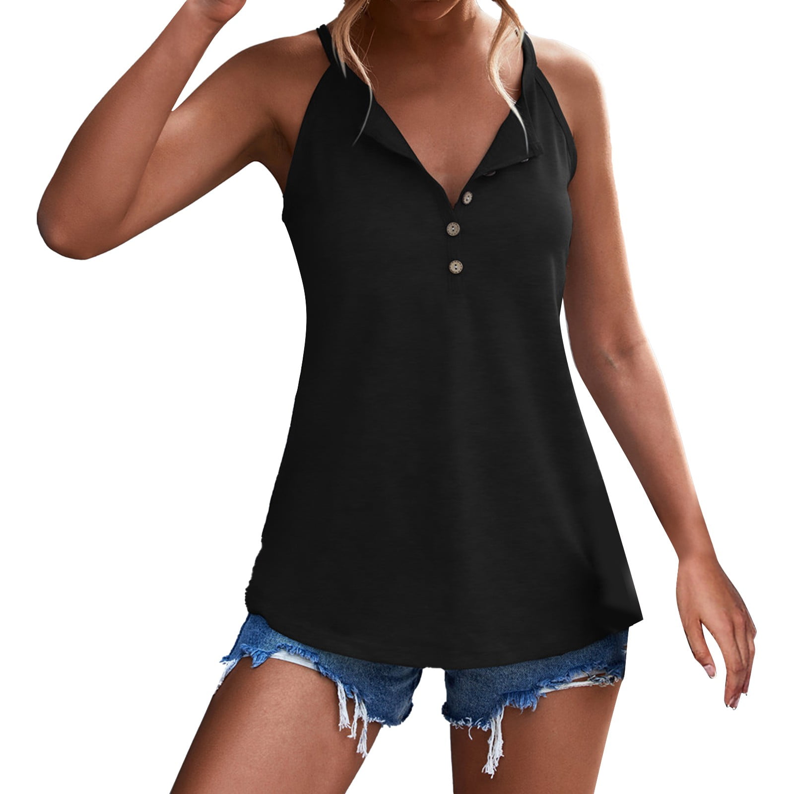 HSMQHJWE Braless Tank Tops For Women Sequin Too Summer Button Up