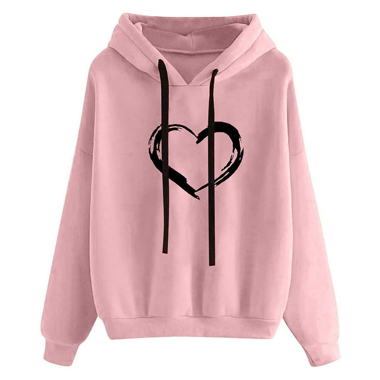 HSMQHJWE Collared Sweatshirts For Women Trendy Hoodies Printing Long Sweatshirt Comfy Bright Heart Sleeve Color Hoodies Women S Women S Hoodies Sweatshirts Women Full Zip Up Sweatshirt Walmart