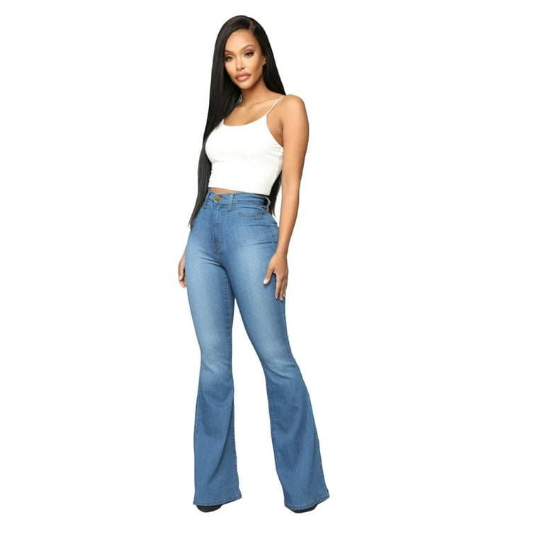HSMQHJWE Colored Jeans For Womenwomen S Elastic Waist Pants Waist Jeans Skinny Pocket High Leg Jeans Flared Trousers Button Wide Women S Women S Jeans Women Jean Short Walmart