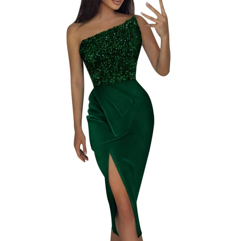 Sexy Party Slit Sequined Irregular One Shoulder Wrapped Skirt Dresses(3 Colors) Sexy Party Slit Sequined Irregular One Shoulder Wrapped Skirt Dresses(3 Colors)
