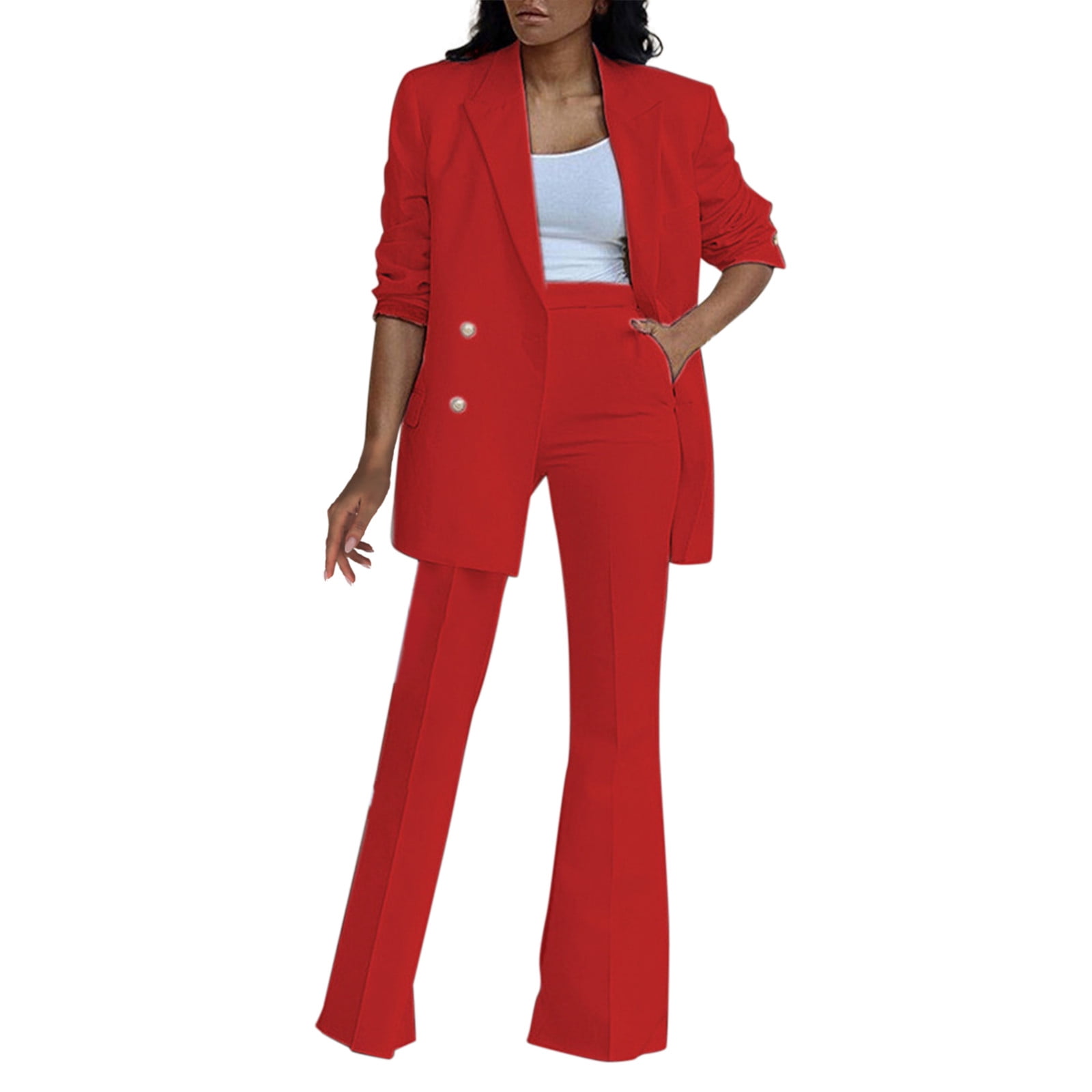 QAUNBU Pants Suits for Woman Suit Set Office Business Long Sleeve Formal  Jacket Pant Suit Slim Fit Dressy Pantsuit Women : : Clothing,  Shoes