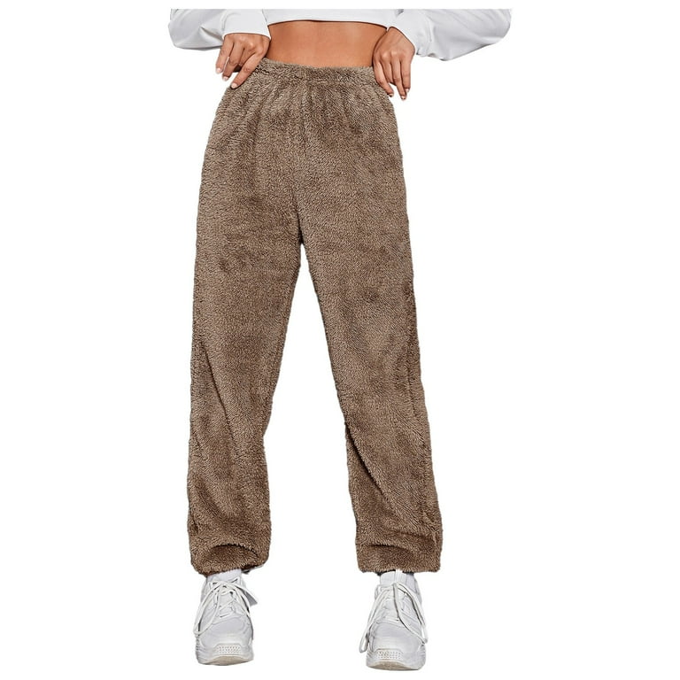 HSMQHJWE Elastic Dress Pants Women Women Pants Size 2X Womens Winter Elastic Thickened Plush Solid Color Thermal Full Length Loose Comforting Warm