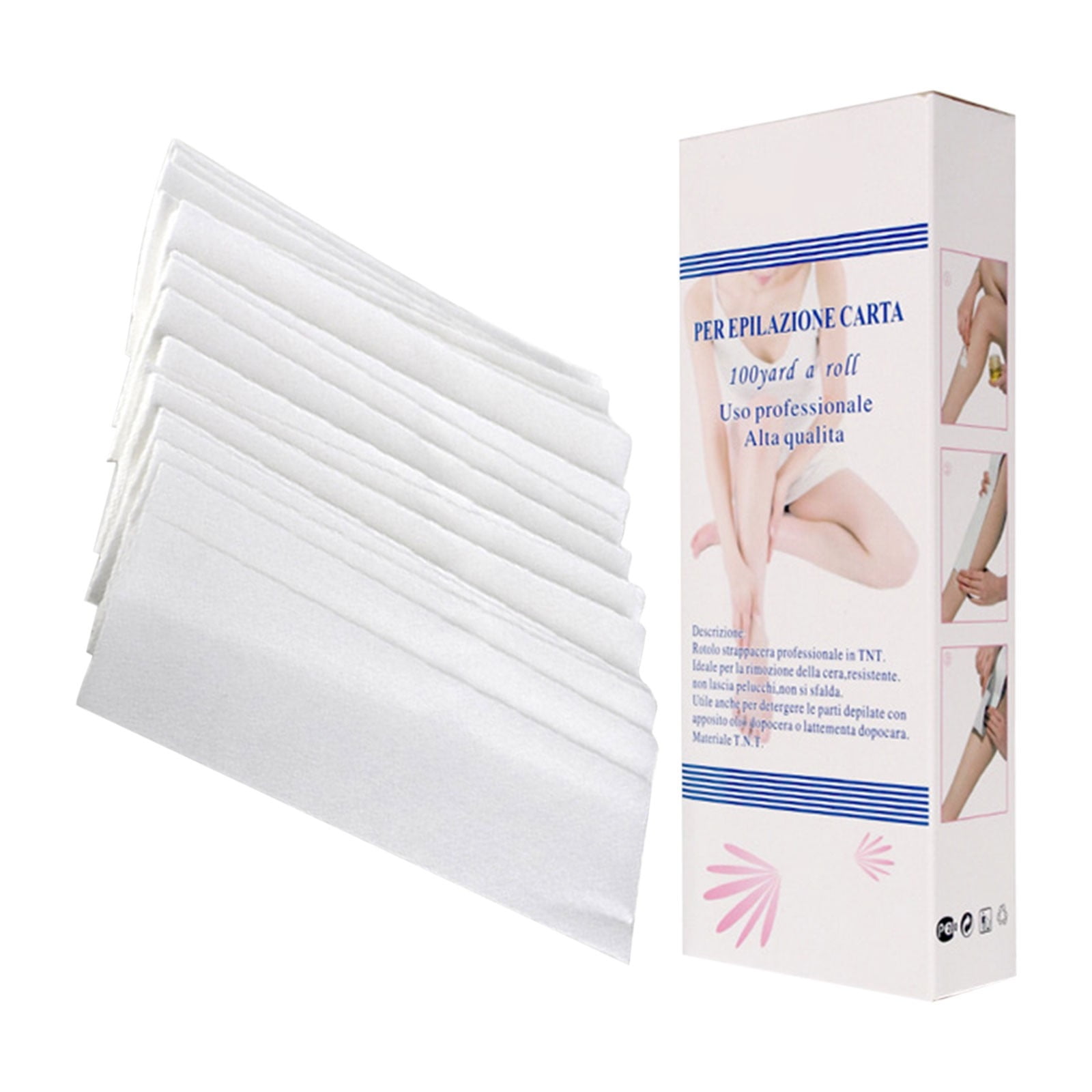 Hsmqhjwe European Wax Beads for Hair Removal Nonwoven Waxing Strips 100 Piece Hair Removal Wax Paper Strips for Facial Body Leg Eyebrow Epilating