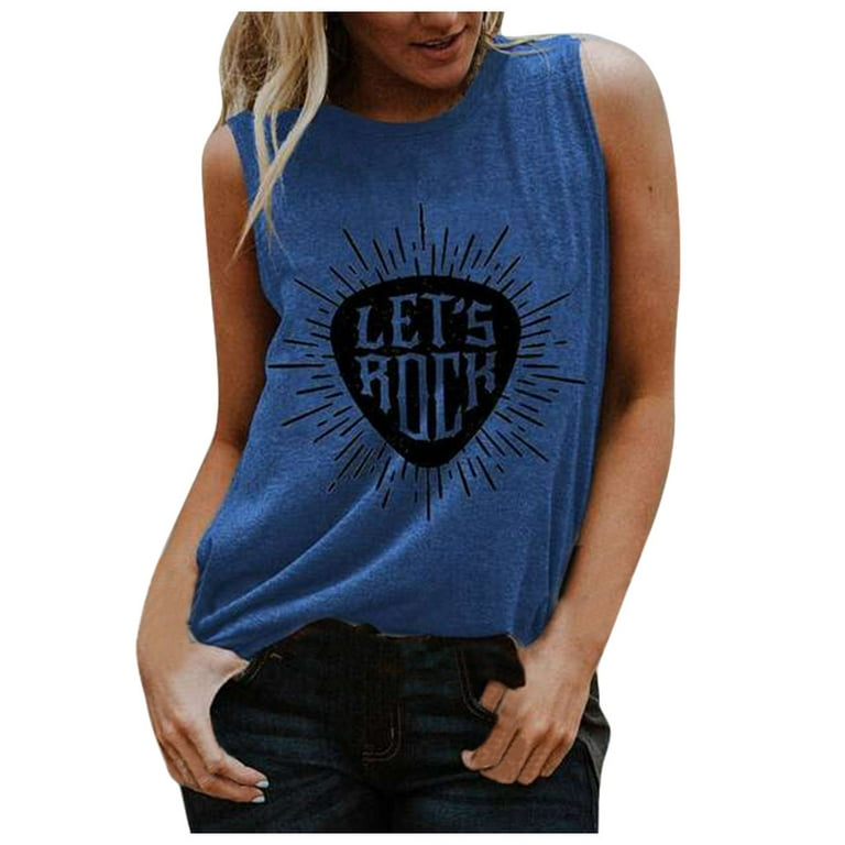 HSMQHJWE Exercise Tops For Women Women Casual Shirts Summer Fashion Casual  Tops Tank Summer Letter Sleeveless Women'S Printing Graphic Women'S Blouse  Cat Clothes Teens 