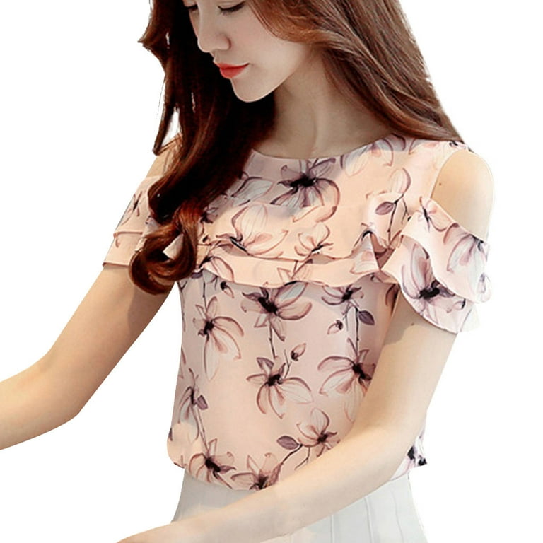 HSMQHJWE Female Casual Shirts Interview Outfit Women Summer Print