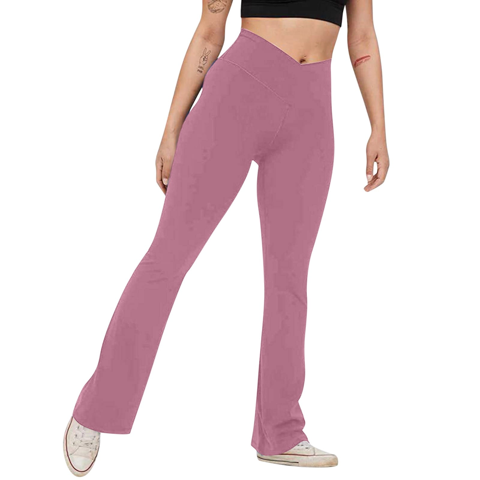 Solid Color Latin Dance Trousers Flare Leggings Yoga Pants Women High Waist  Wide Leg Pants Women Gym Fitness Sports Flared Pant