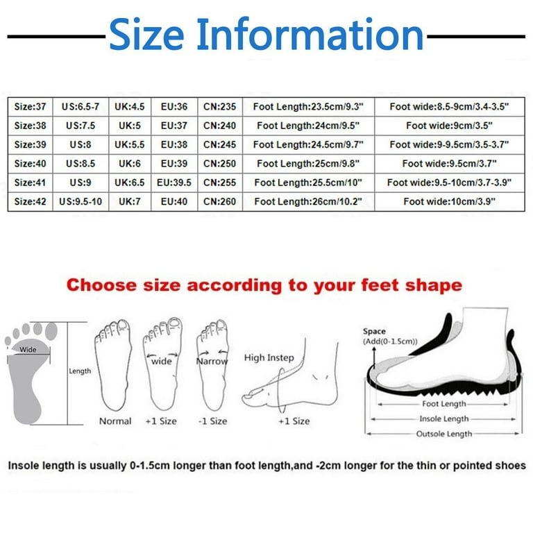 Size Chart - Shop by your Shoe Size and Width