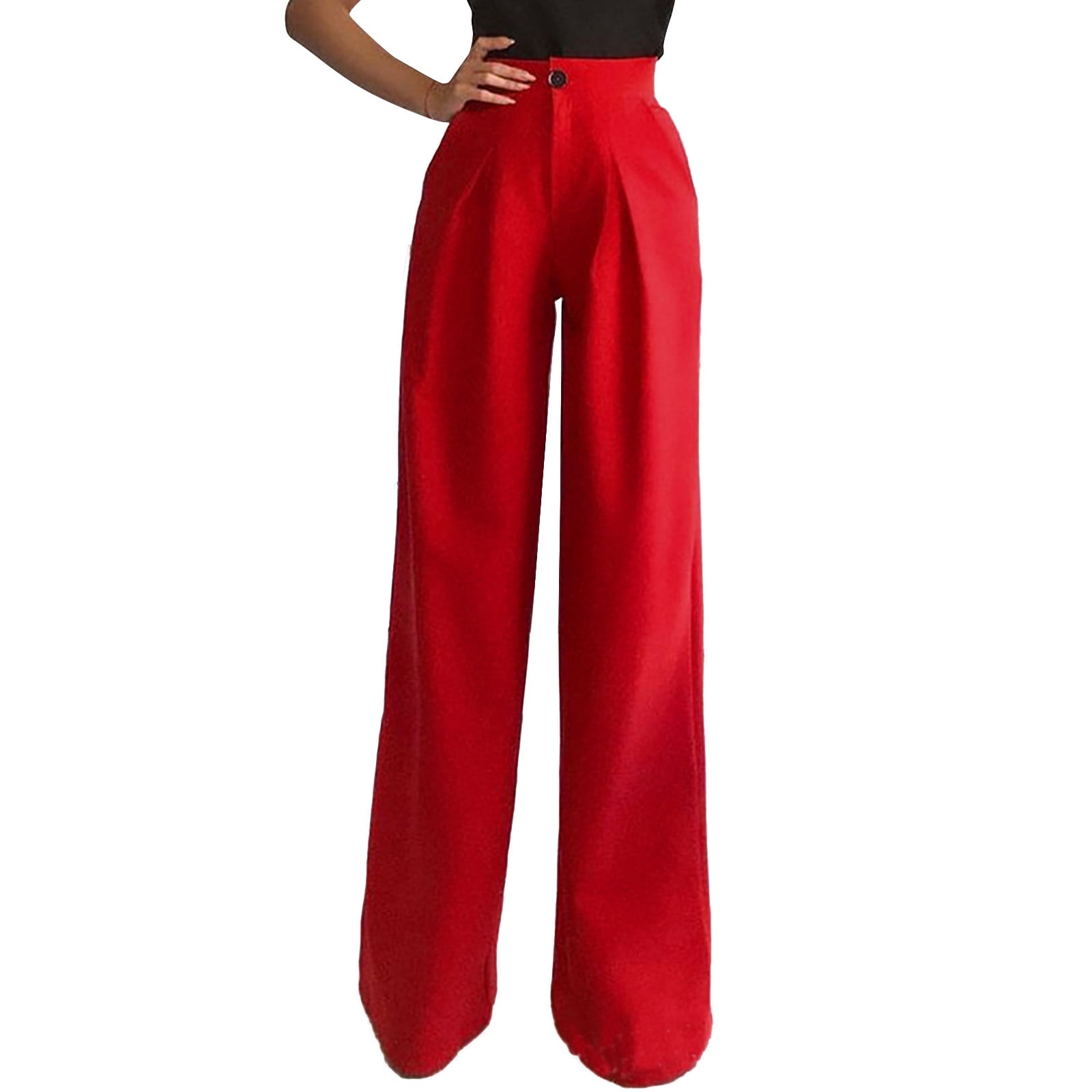 HSMQHJWE Puffy Pants Petite Dress Pants For Women Business Casual Womens  Solid Casual High Waisted Wide Leg Palazzo Pants Trousers Soft Women 