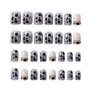 HSMQHJWE Gel Nails With Diamond Cow Pattern Spots 24 Pack Wear Nail Press Nail Stickers Acrylic Removable Reusable For Ladies And Girls Press on Tips Clear