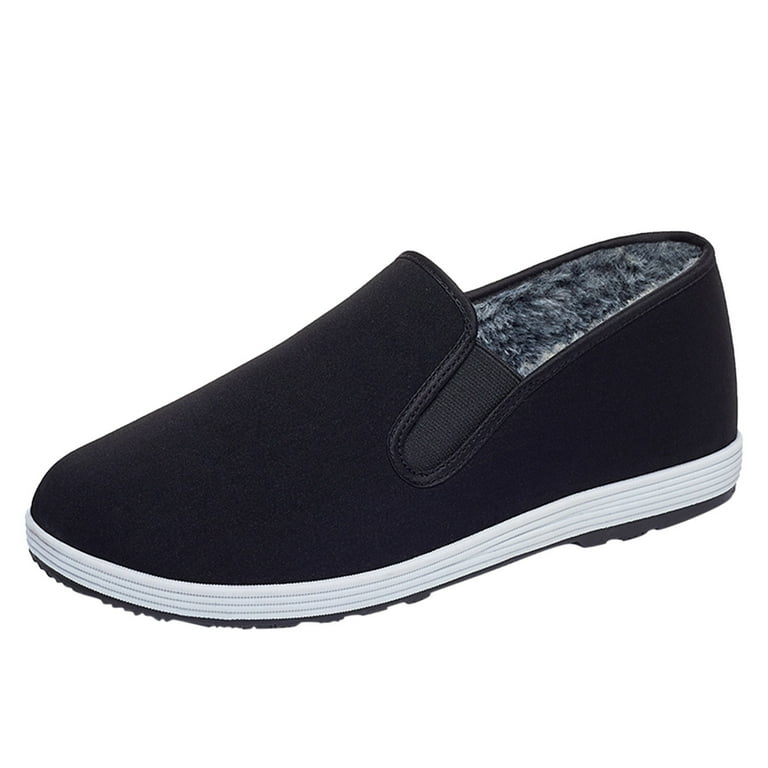 HSMQHJWE Half Shoes For Men Canvas Casual Shoes For Men Fashion Autumn And Winter Men Casual Shoes Flat Lightwight Velvet Warm And Comfortable Solid