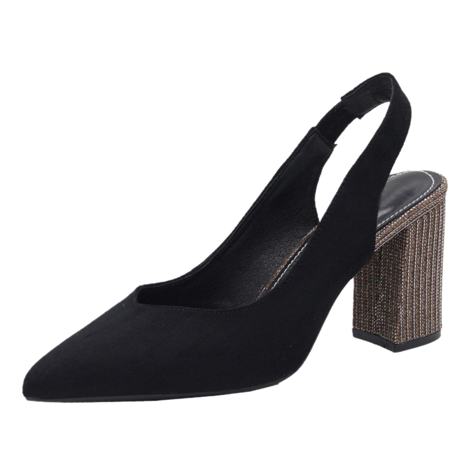 HSMQHJWE Heel Work Shoes Mid Heel Pumps For Women Pointed Toe Slip