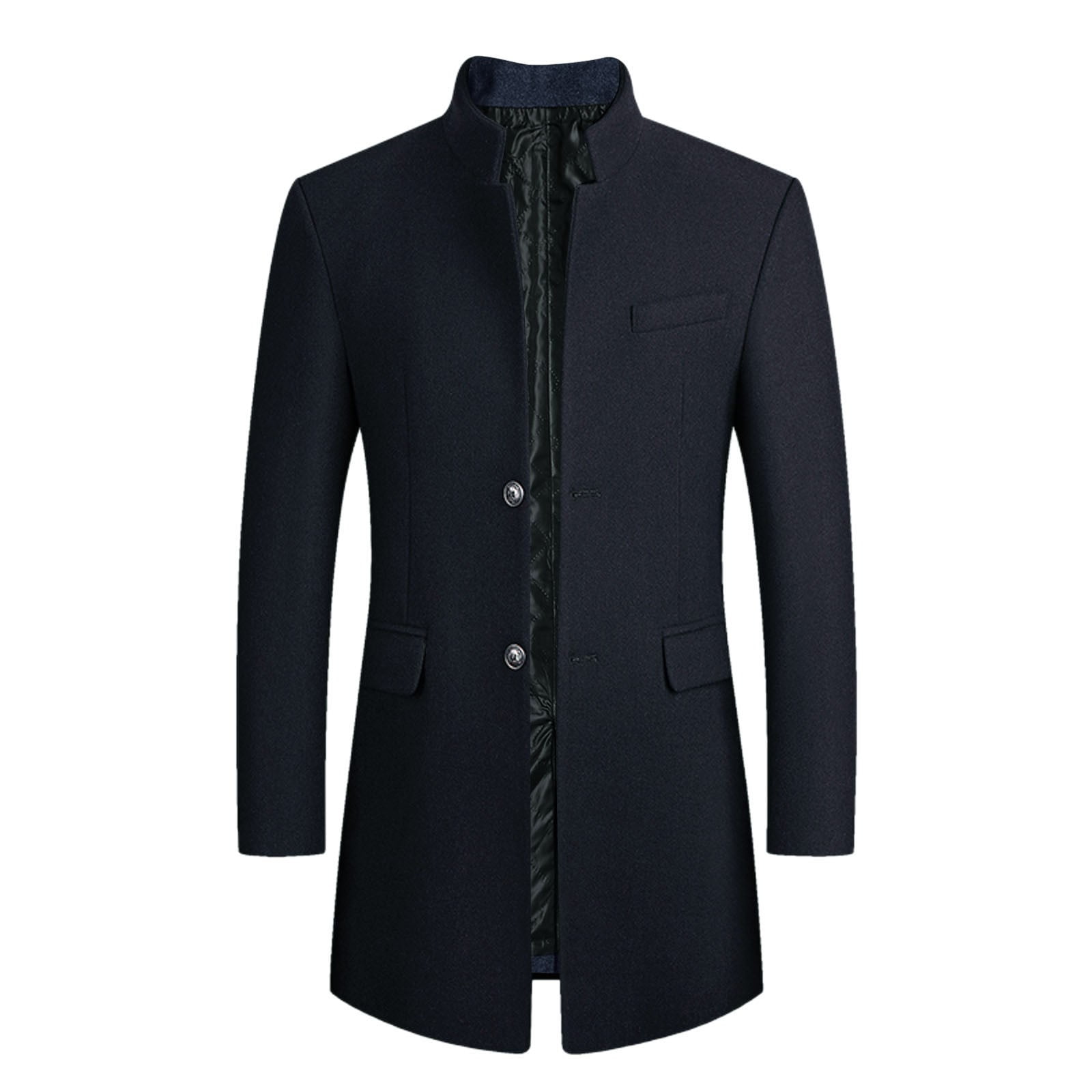 Lavnis Men Slim Fit Jacket Top Coat Mid length Casual Woolen Warm Blend Winter Stand collar Overcoat Walmart