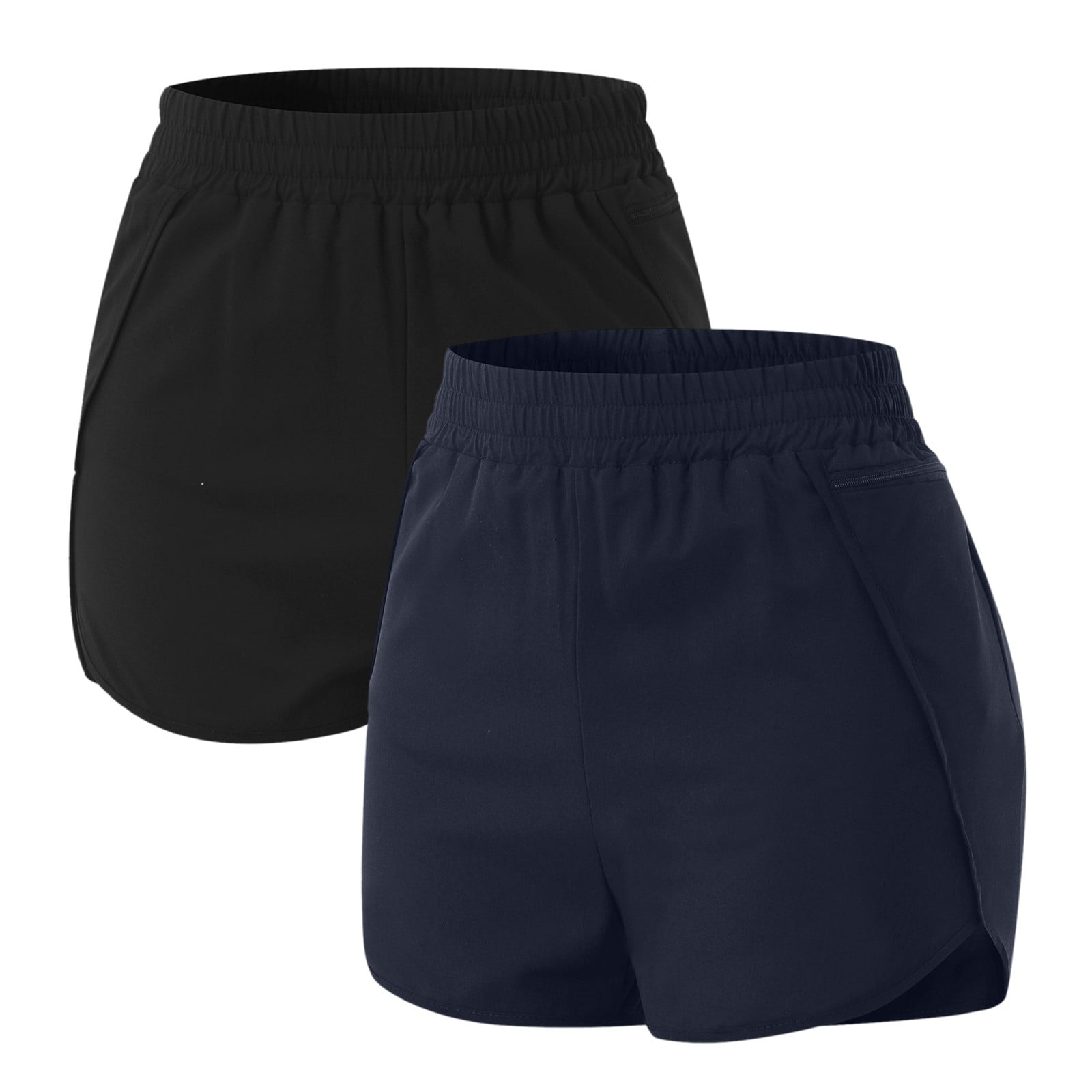 Decodeary 1/2/3 Women High Waist Sport Shorts Side Pocket Butt Hip