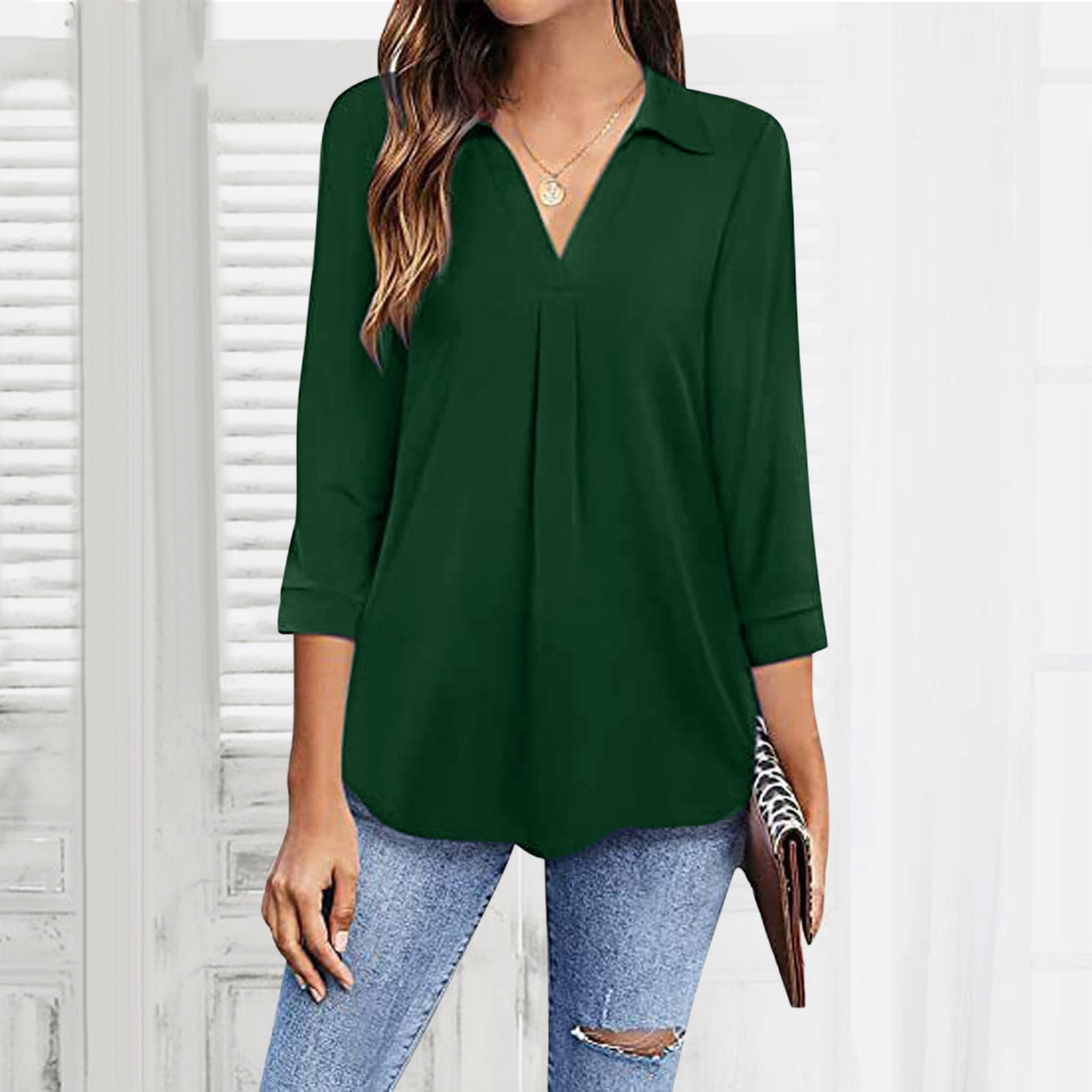 HSMQHJWE Juniors Tops And Blouses Shirts Women Casual Women V Neck