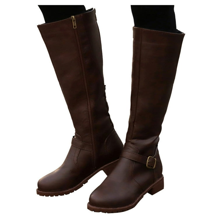 Ladies long online tan leather boots