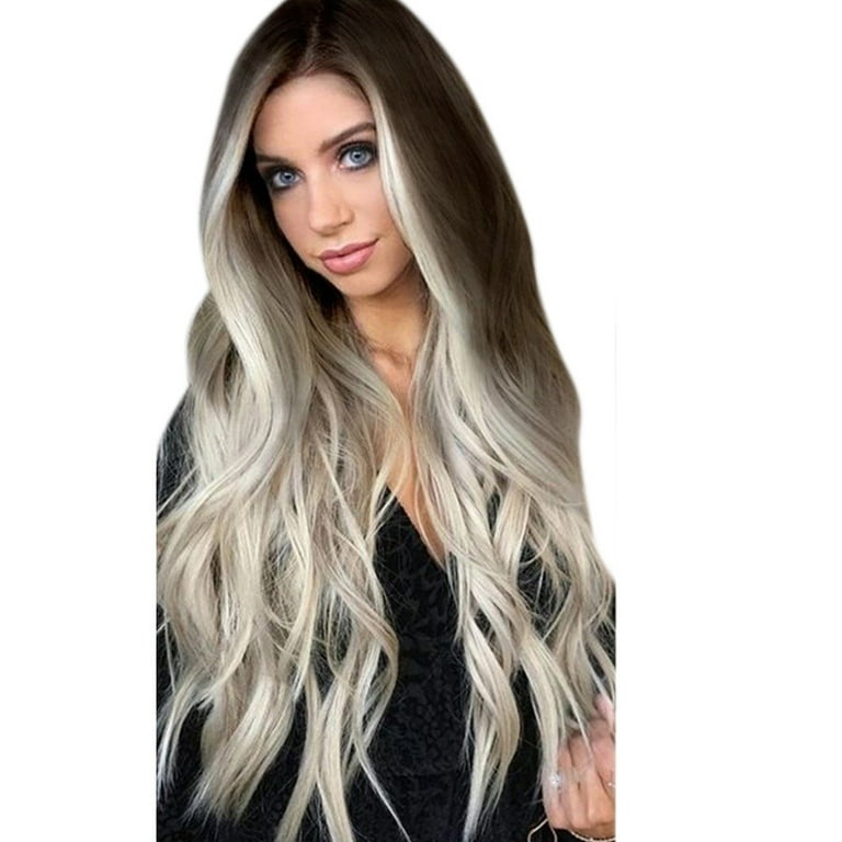 HSMQHJWE Lace Front Human Hair Wigs Womens Grey Full Wigs Fashion Wavy Wigs Synthetic Long Hair wig Tape Roller Pet Hair