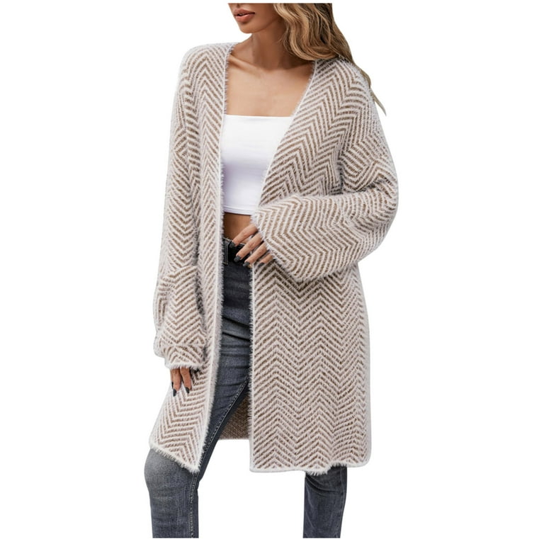 HSMQHJWE Leopard Cardigan Sweater Plus Size Woman Womens Color Block Striped Open Long Sleeve Cardigan Knit Sweater Outwear Top Cardigans For Women Fancy Walmart