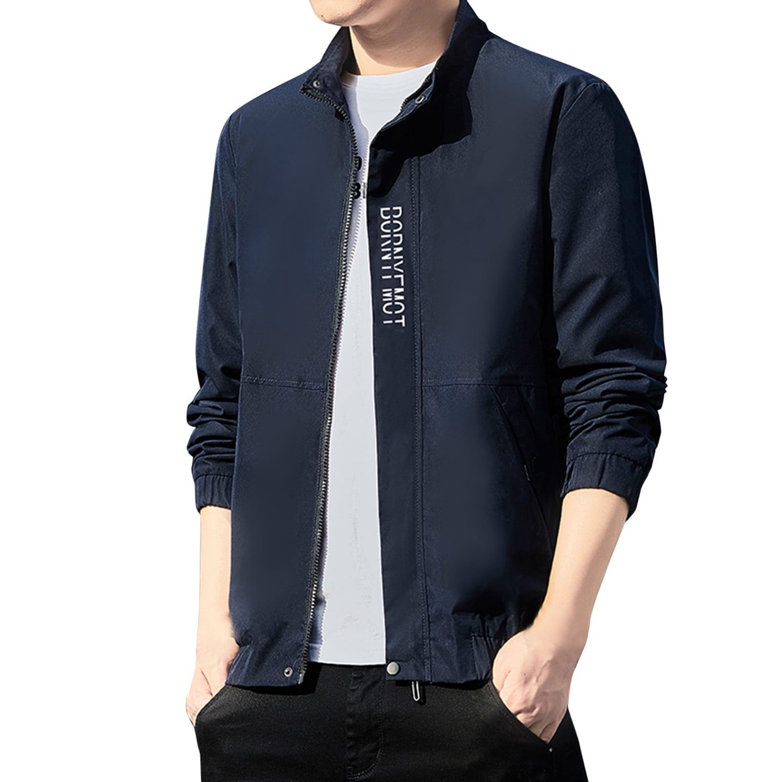 LBECLEY Foundry Big and Tall Jacket Male Casual Solid Side Seam