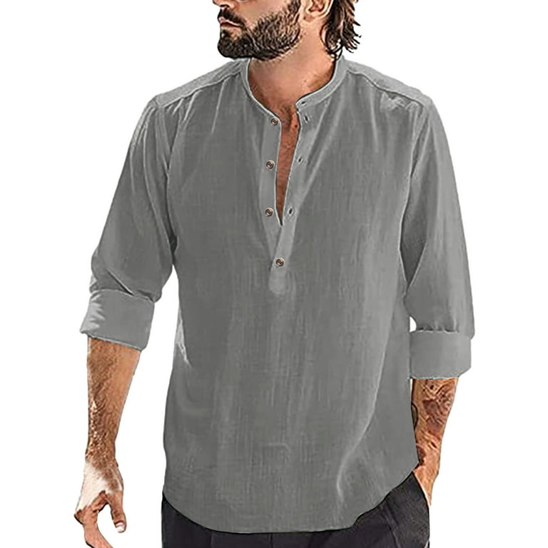 Mens thermal button shirt top