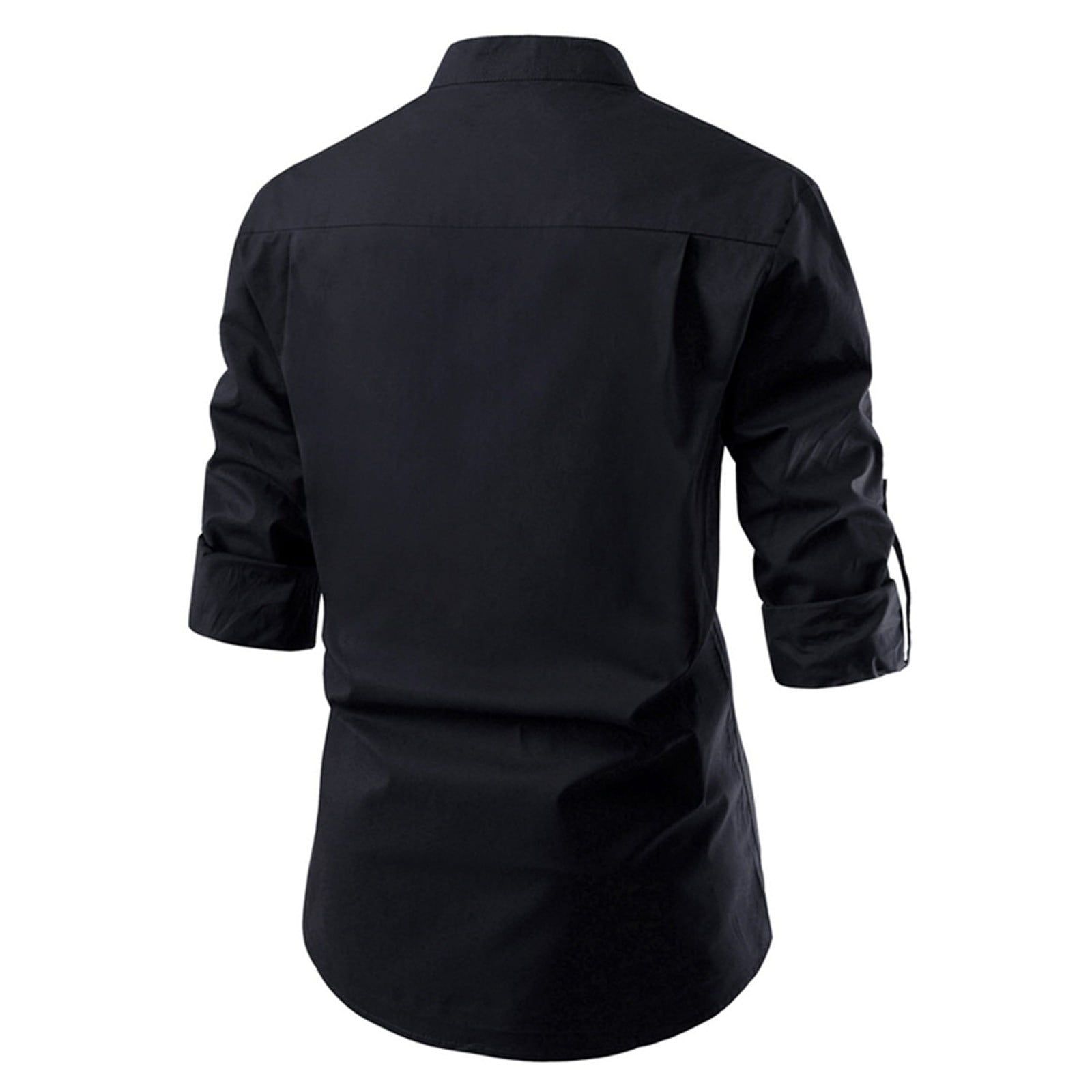 Black no collar dress shirt deals
