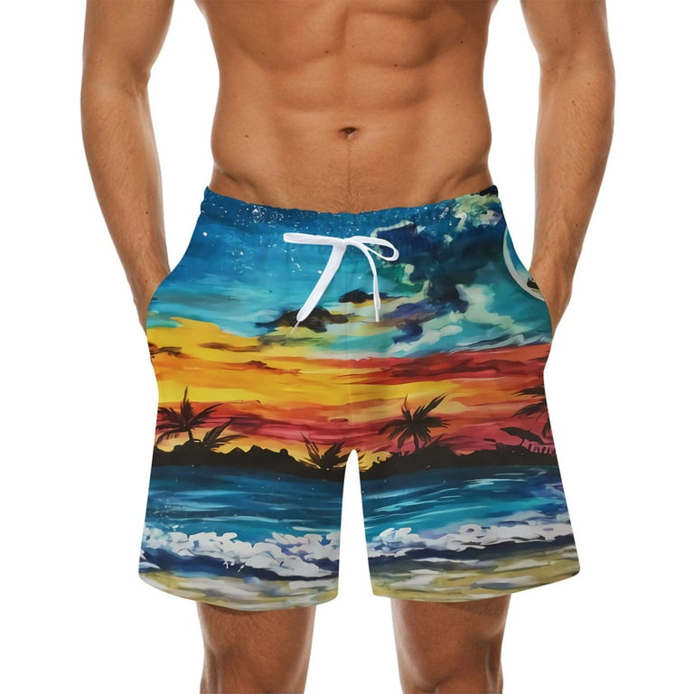 HSMQHJWE Mens Bathing Suit 14 Inch Inseam Cool Shorts Mens Summer Fashion Casual Breathable Mesh Printed Beach Shorts Beach Pants Pants Beach Fashion