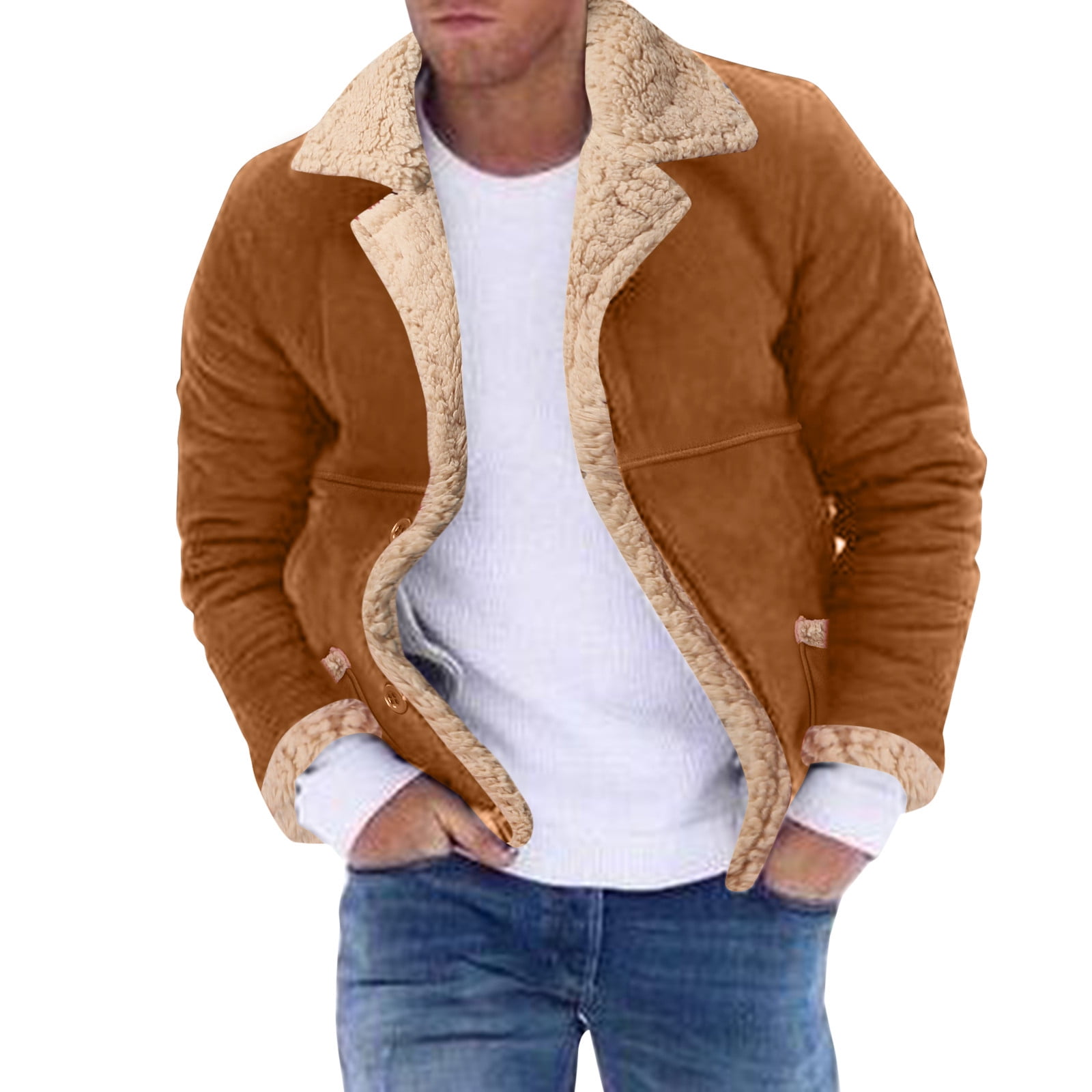 Dtydtpe Clearance Sales, Shacket Jacket Men Plus Size Winter Coat Lapel  Collar Padded Leather Jacket Vintage Thicken Coat Sheepskin Jacket Mens  Long