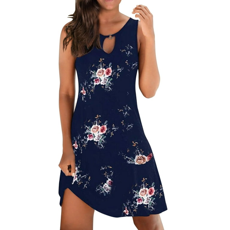 Summer Floral Print O Neck Mini Dress Casual Female Dresses Summer Floral Print O Neck Mini Dress Casual Female Dresses