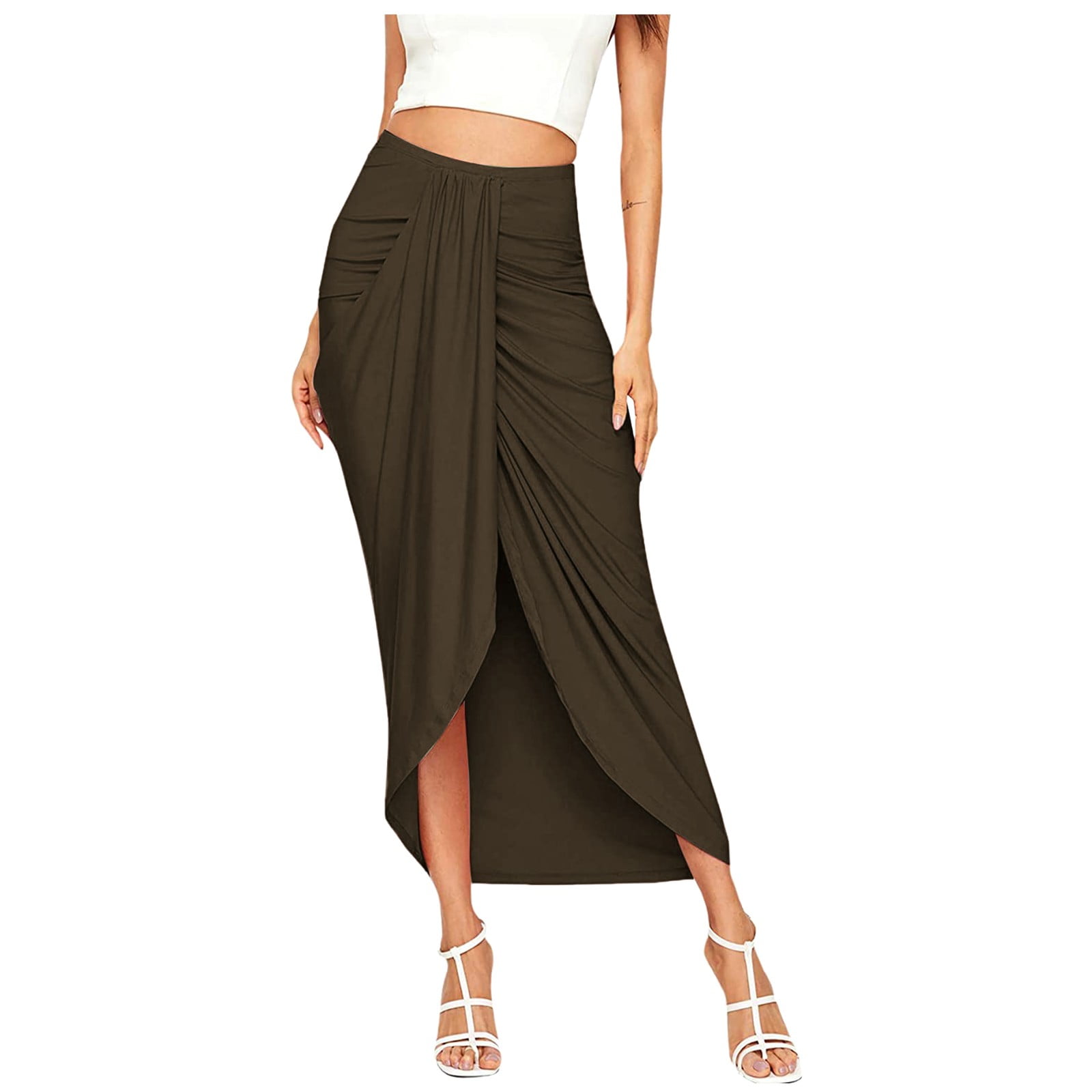 HSMQHJWE Femboy Skirt Spray Skirt Wrap Women'S Draped Skirt High Waist Slit  Maxi Solid Elastic Asymmetrical Casual Skirt High Waist Plaid Skirts For 