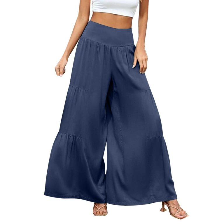 Solid Pocket Loose High Waist Wide Leg Patchwork Bottoms Solid Pocket Loose High Waist Wide Leg Patchwork Bottoms