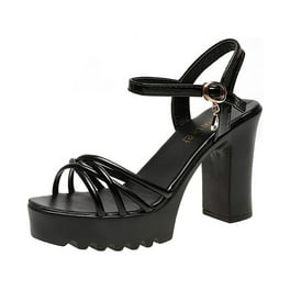 HSMQHJWE 4 inch Platform Heels for Women Sandals High Heels Ankle Strap Elegant Shoes at Wedding Bridal Evening Party Black 8.5 Walmart