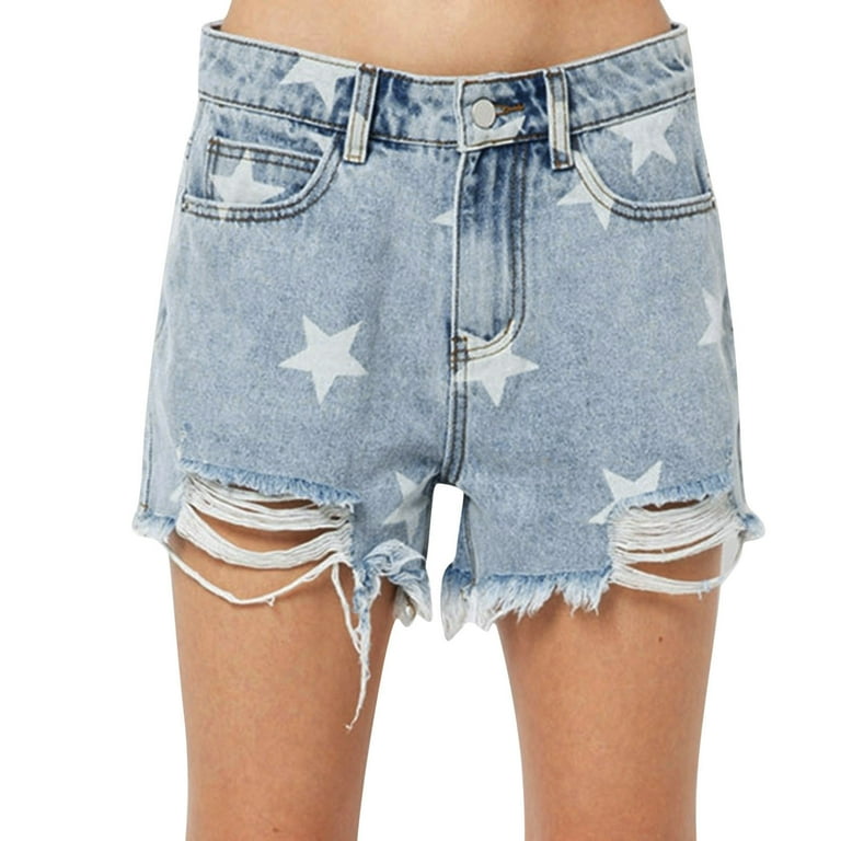 Women's high waist ripped hole washed distressed denim shorts jeans on sale