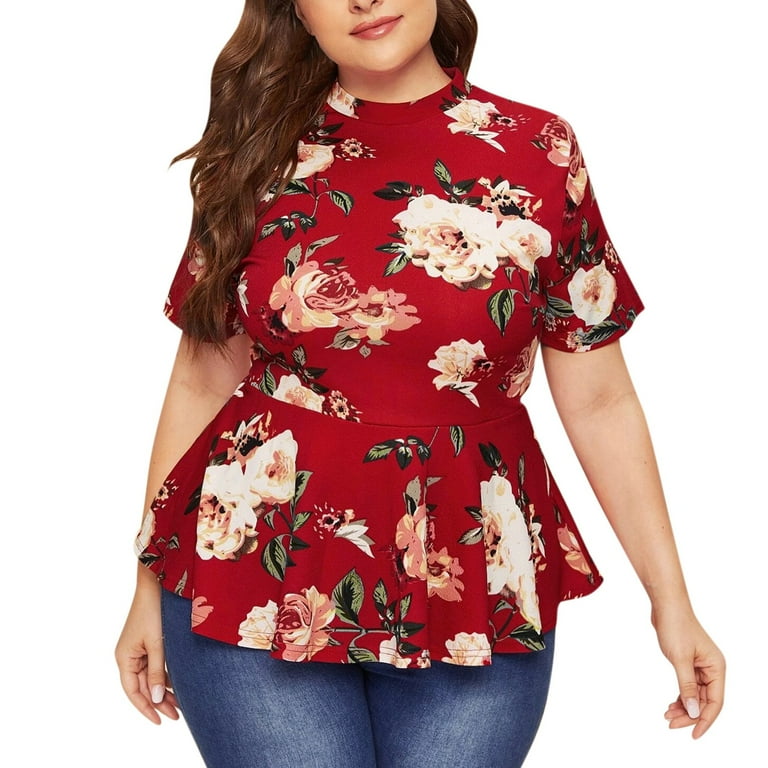 HSMQHJWE Plus Size Tops Fancy Women Tops Print Shirts Neck HSMQHJWE Plus Size Tops Fancy Women Tops Print Shirts Neck