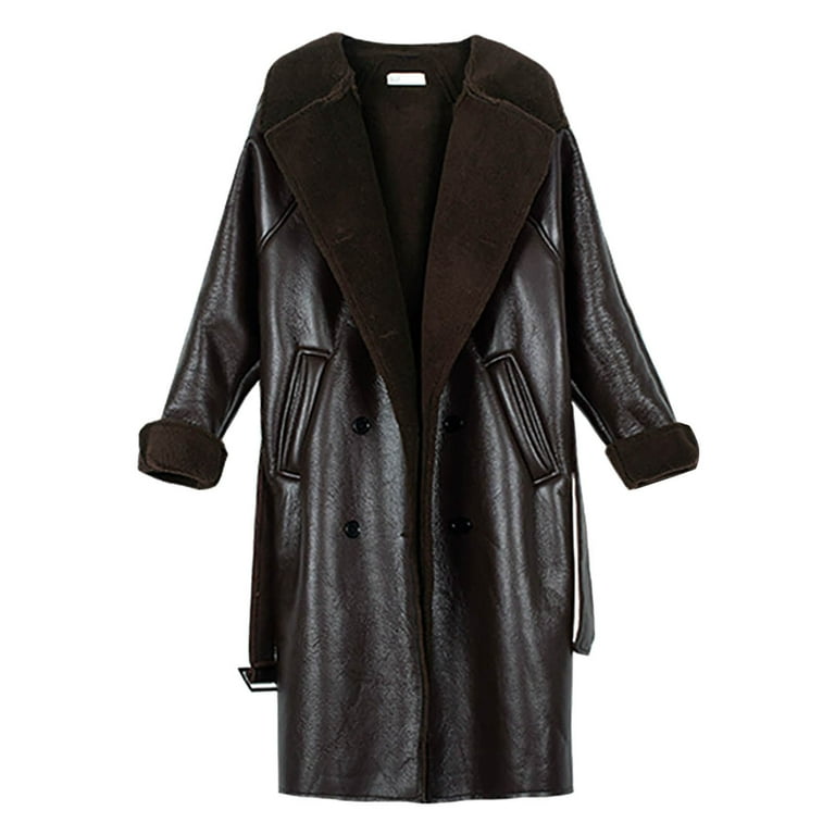 HSMQHJWE Womens Business Attire Plus Size Leather Duster Womens