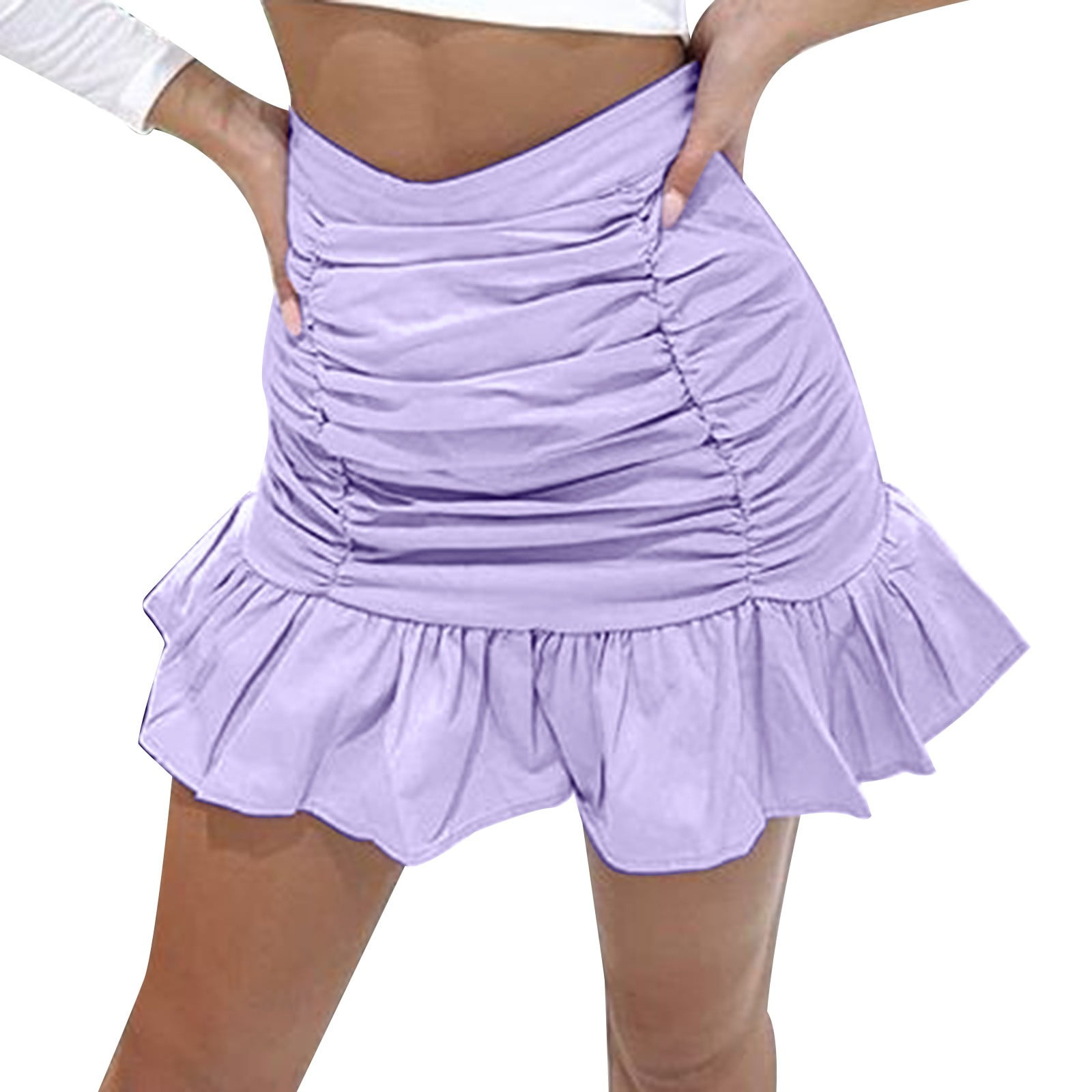 HSMQHJWE Red Skirt Tight Under Skirts Shorts For Women Women S Short Skirt Solid Pleated Ruffle Zipper Skirt High Waist Wrap Fishtail Skirt Denim
